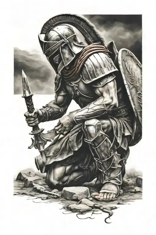 Spartan Warrior Kneeling