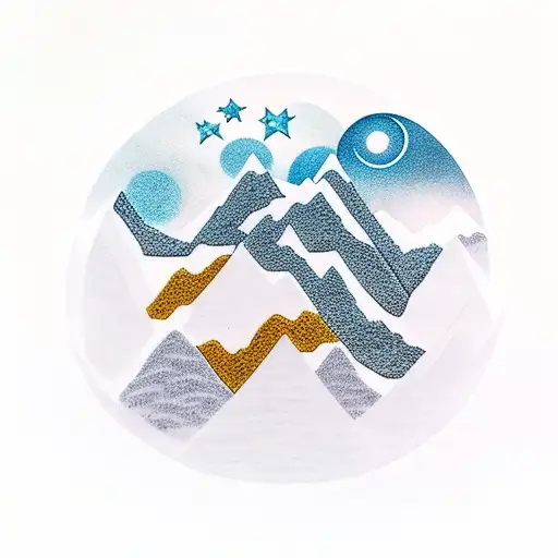 A Majestic Mountain Range With A Night Sky Filled With Stars