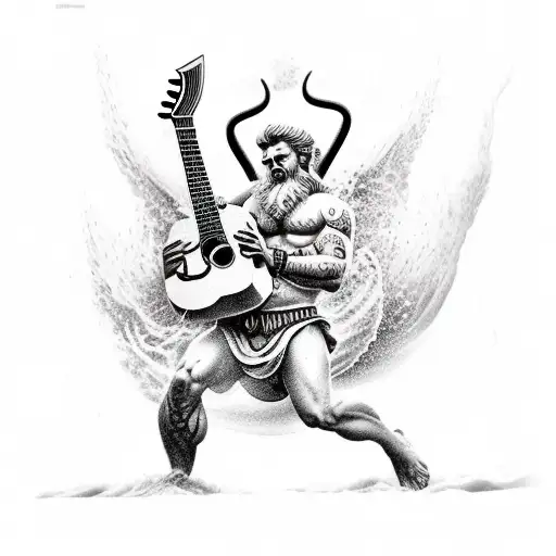 Poseidon Playing A Guitar