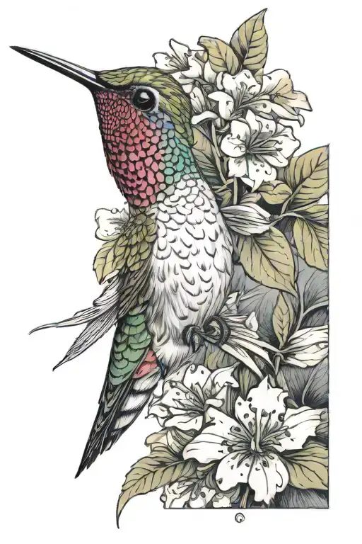 Hummingbird Drinking From A Flower