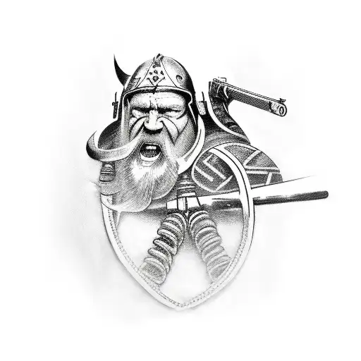 Viking With Machine Gun