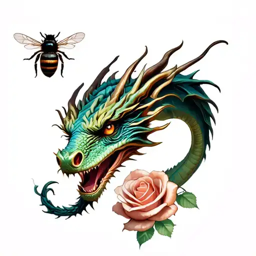 Dragon And Rose And Bee