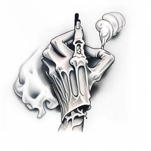 Skeleton Hand Holding Smoke