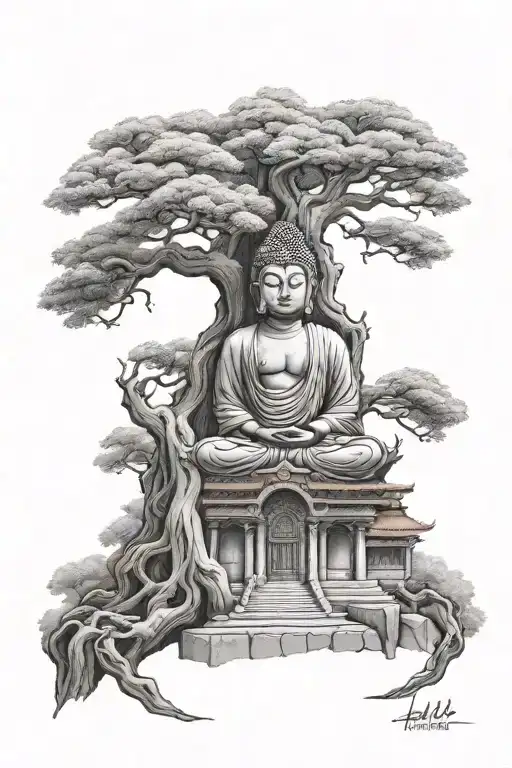 Buddha Temple With Tree