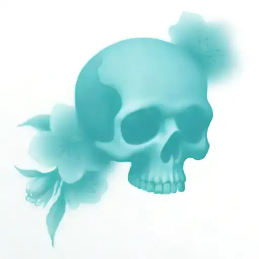 Black And White Skull With Pink Cherry Blossoms Wrapped