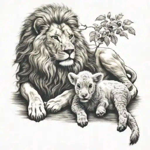 Lamb And Lion Lying Together