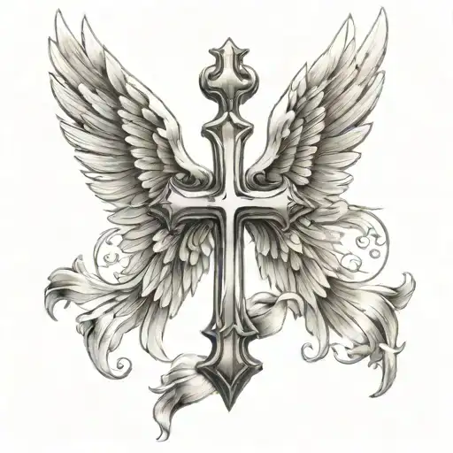 Christian Cross With Angel Wings