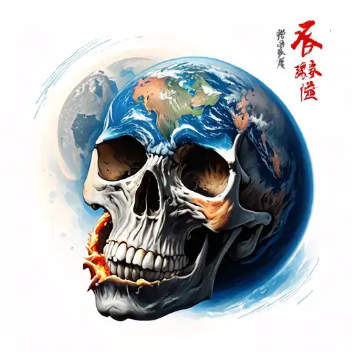 Skull Eating Planet Earth And Sheng Long