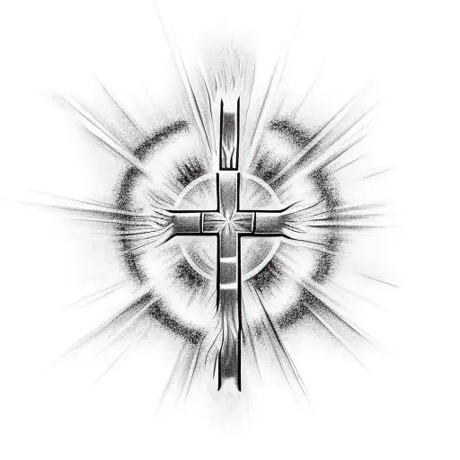 Christian Cross In Fire