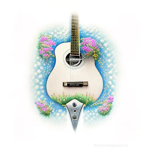 Guitar With No Strings And Wildflowers Inside
