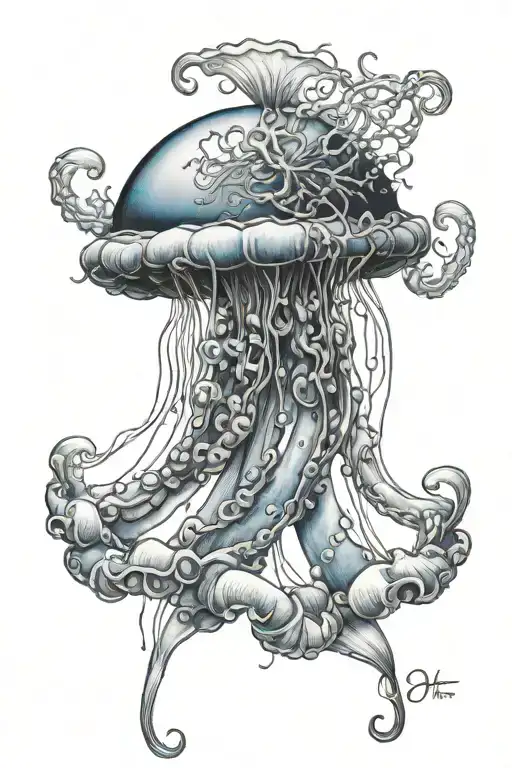 Portuguese Man O War Jellyfish With Roman Numerals