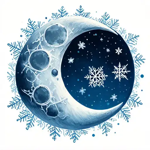 Quarter Moon And Snowflake