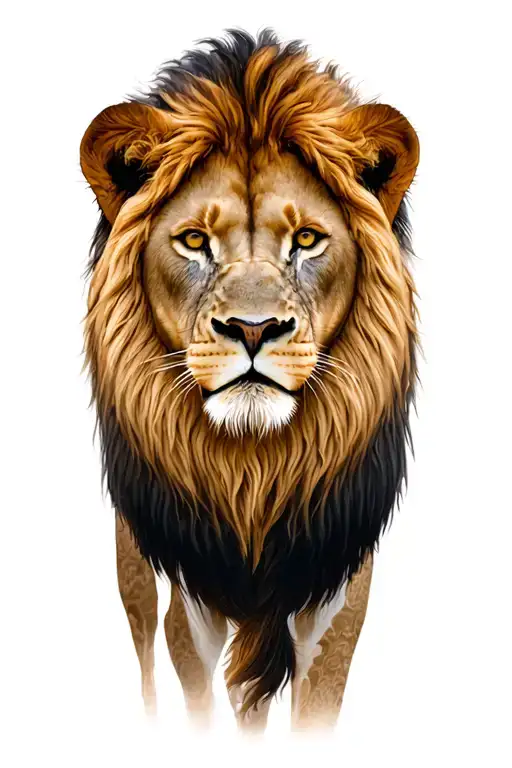 African Savanna With Lion Head