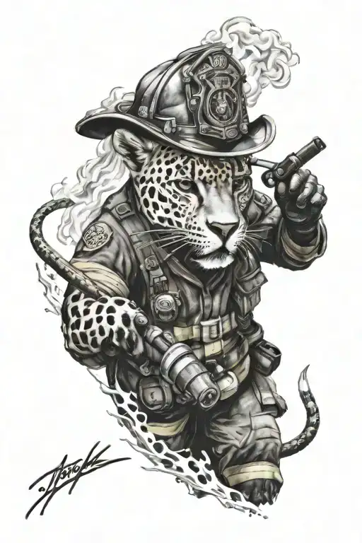 Jaguar Firefighter With Fire