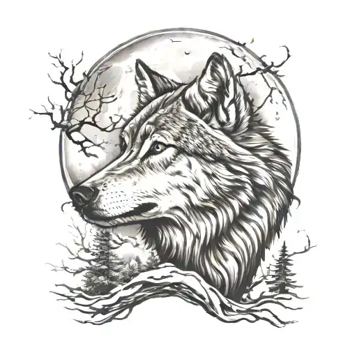 Wolf Howling At The Moon For Forearm And For Dead Dad
