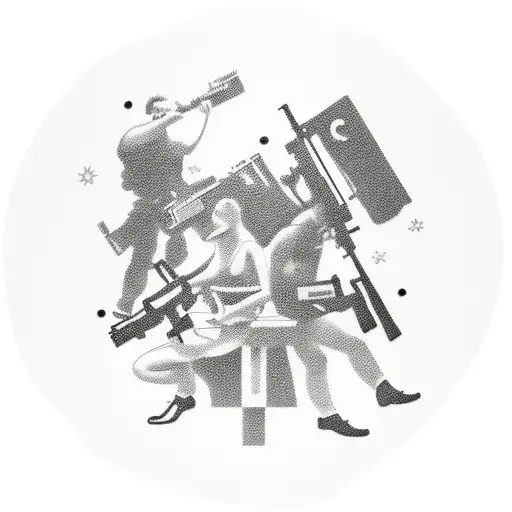 A Group Of Friends Playing A Board Game With Guns And Drugs As Game Pieces