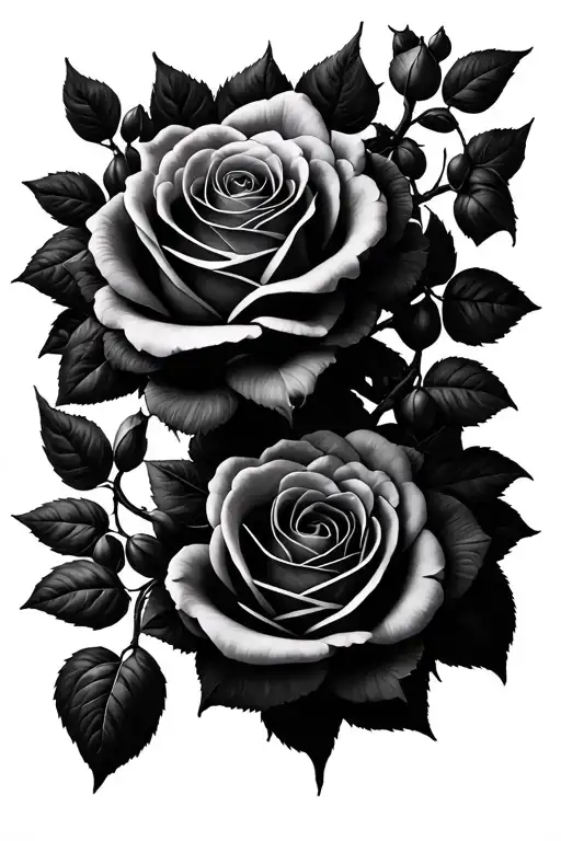 Roses On A Vine With 4 Falling Petals