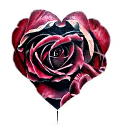 A Heart Shaped Rose With Cross In The Middle