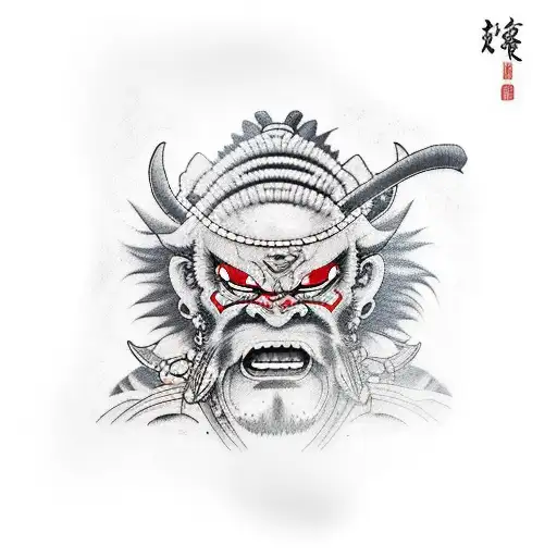 Oni Samurai Pris Dans Un Sakura