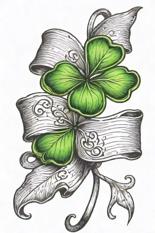 Four Leaf Clover With Banner Wrapping