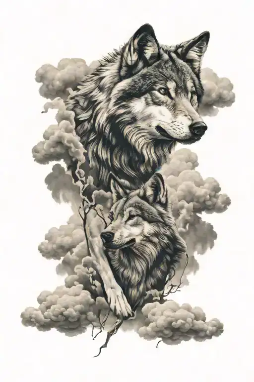 Wolf And Clouds Surrounding
