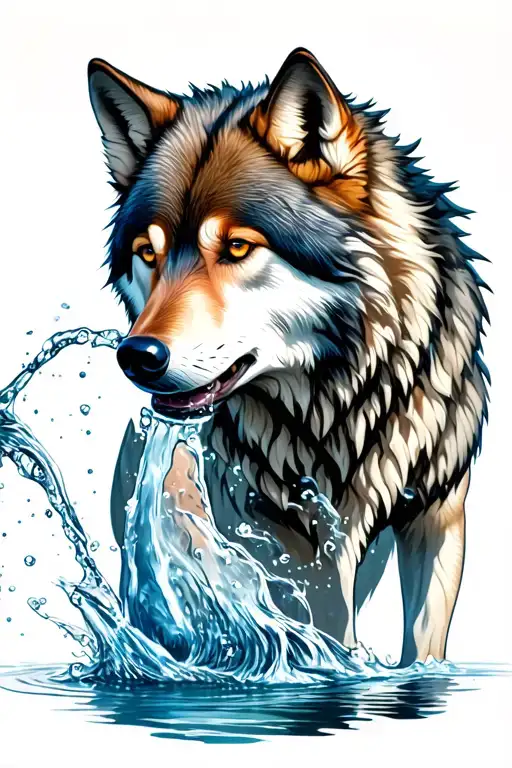 Wolf Drinking Water