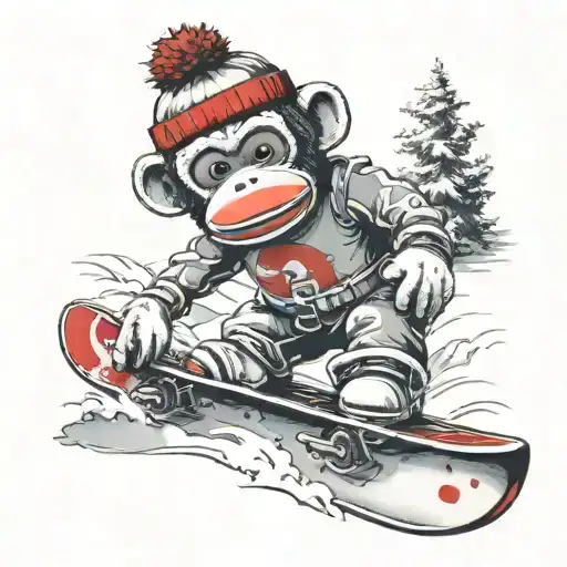 Sock Monkey Snowboarding