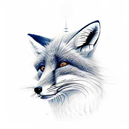 Realistic Fox Portrait With A Sailor Hat
