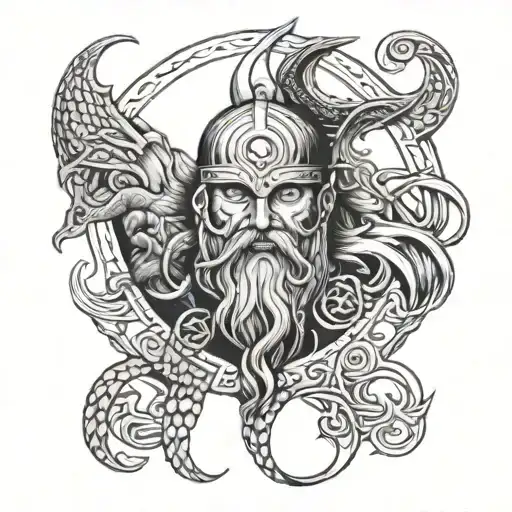 Incorporate Traditional Viking Symbols With A Modern Twist In A Tattoo Featuring Odin