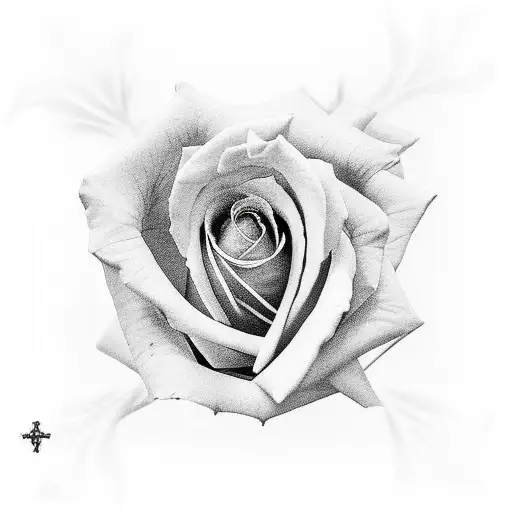 Rose With Cross Gojng Up To Heaven