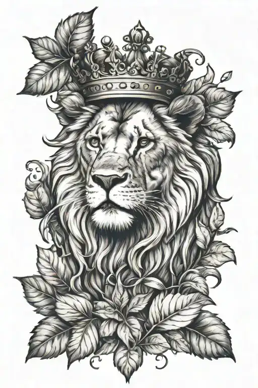 Lion With Scar And Crown With Leaves Growing