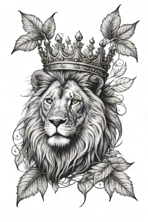 Lion With Scar And Crown With Leaves