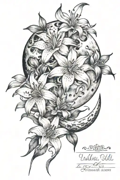 Moon With Lilys Straight Line