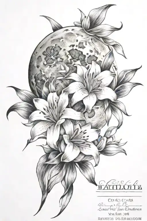 Moon With Lilys Straight Line