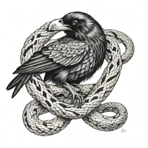 Raven And Snake Wrapped Together
