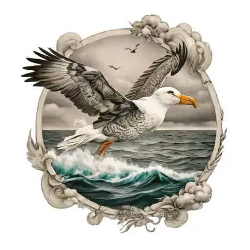 Albatross Flying Over Ocean