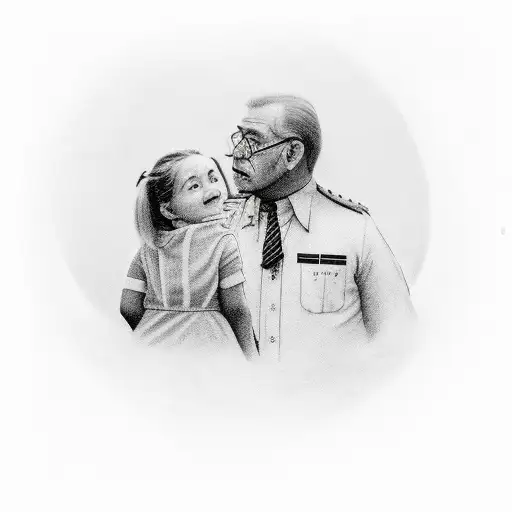 Father And Daughter Watch A Roket Taking Off Towards The Moon