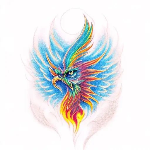 Colored Phoenix With Fire