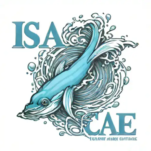 Realistic Water Blue Line Spelling Out The Name Isaac In A Unique Font