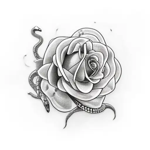 Snake Laying On Top Bed Of Flowers