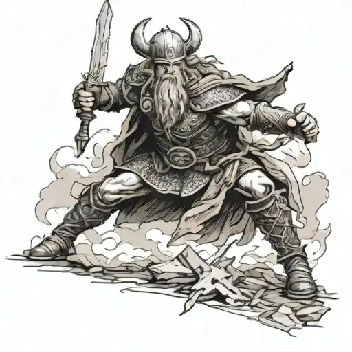 Viking Warrior In Battle Scene