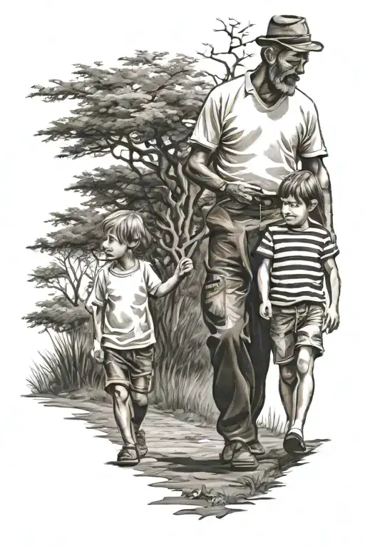 Father And Son Walking
