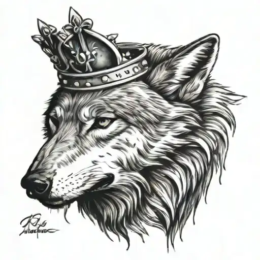 Wolf With A Crown Leaking On His Head