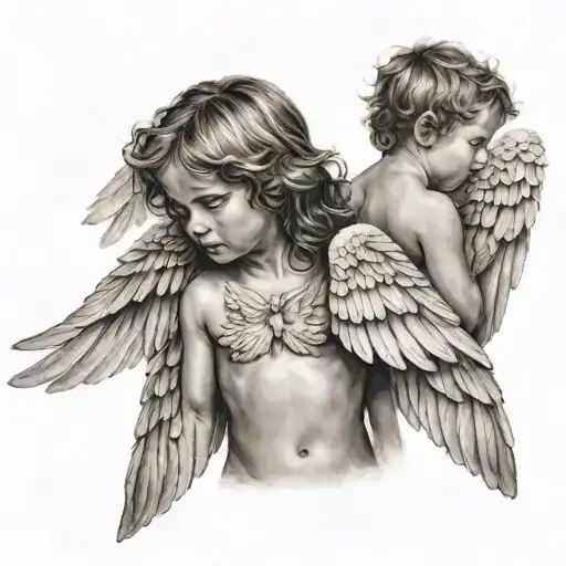 Child And Angel Wings