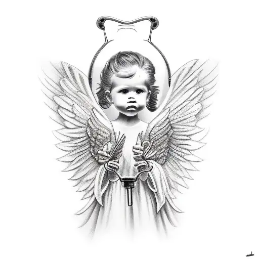 Angel With Barber Equipment