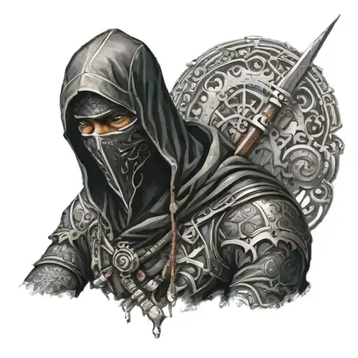 Black Assassin Wearing Georgian Traditional Suit