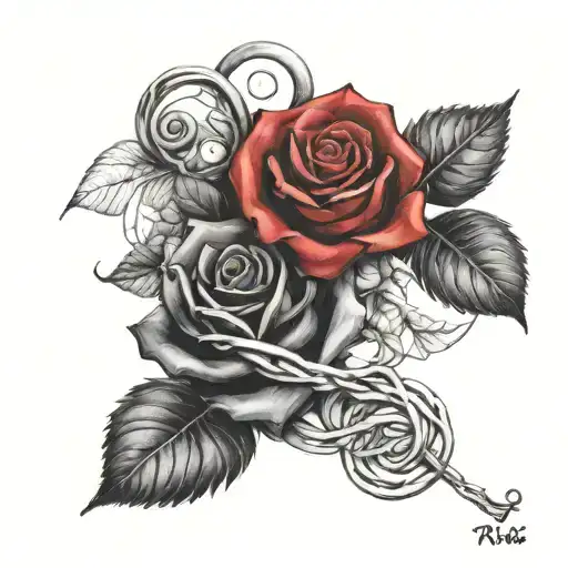 Rose's Intertwined Kids Names Black And Red