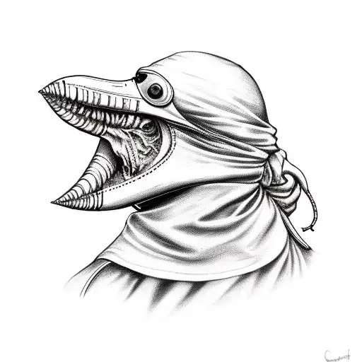 A Realistic Portrait Of A Plague Doctor Surrounded By Gravestones