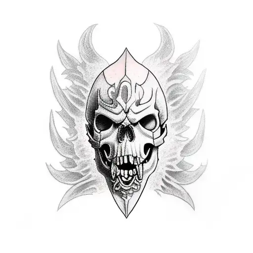 Left Chest Skull Oni Mask