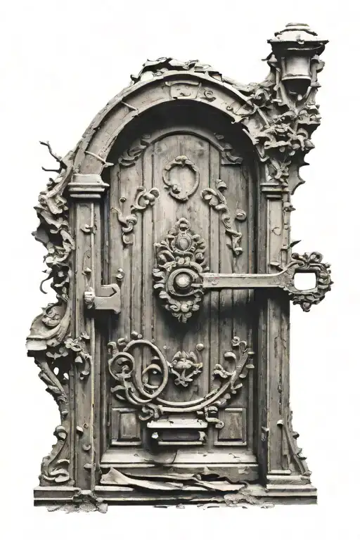 Old Door Whit A Broken Key In It On The Other Side